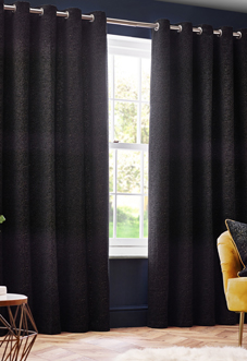 Galaxy Eyelet, Black - Ready Made Curtains